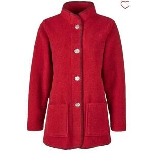 The Vermont Country Store Women’s Red Coat Berber Wool Fleece Jacket